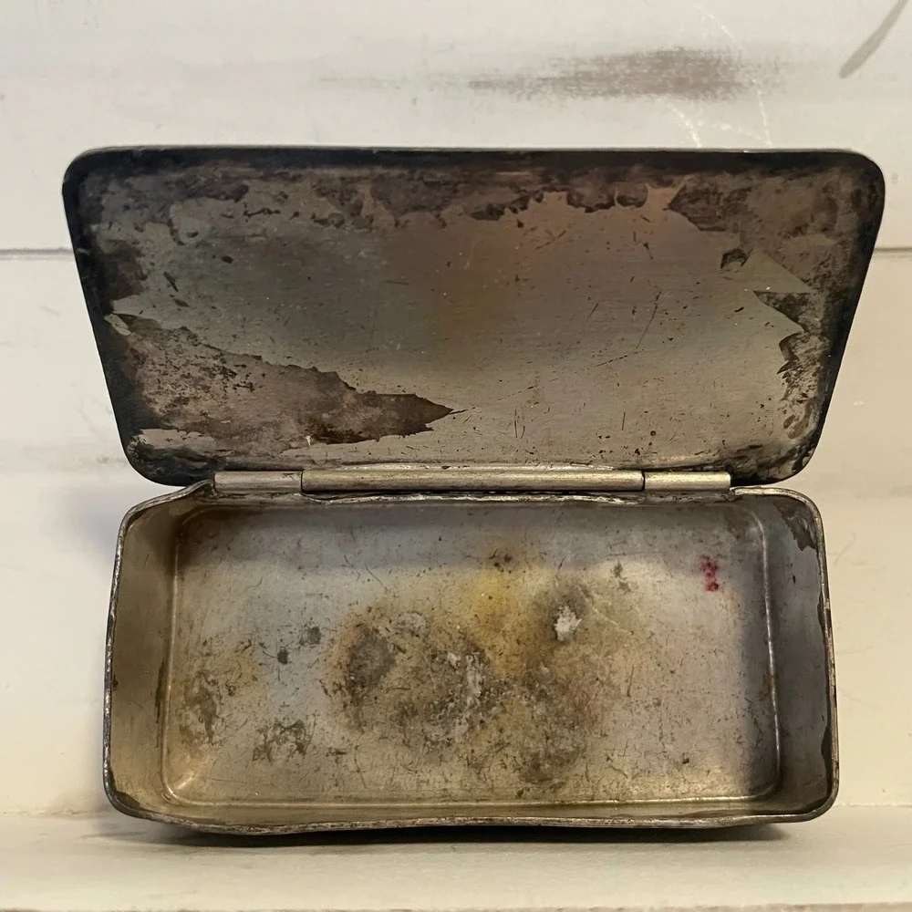 Antique Homan Silverplate Vanity Hairpin Trinket‎ Box Edwardian Heeds for Needs